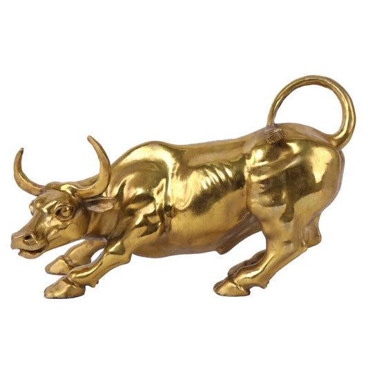 Gold Brass Stock Market Bull Statue