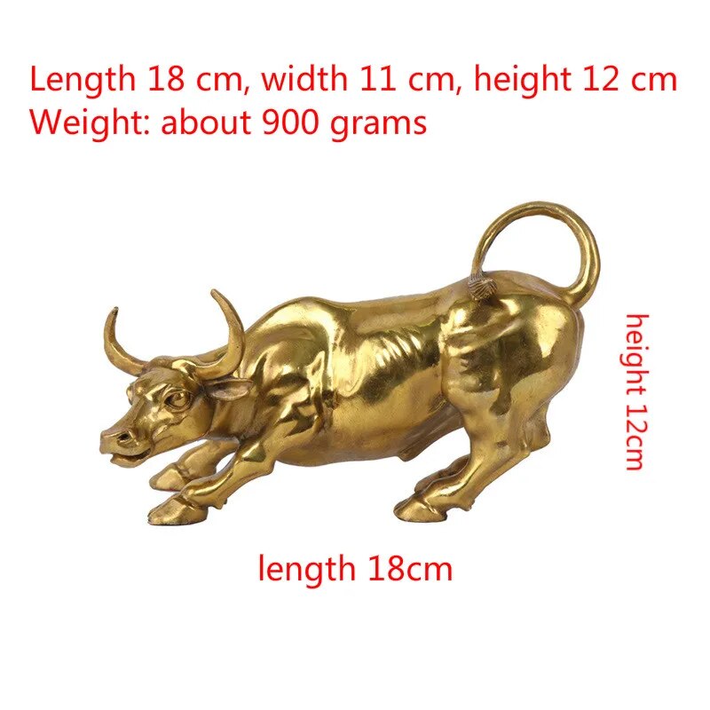 Gold Brass Stock Market Bull Statue