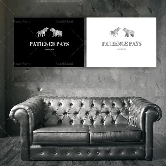 Patience Pays - Trading Forex Motivational Poster Stock Market Crypto Wall Art Wall Street