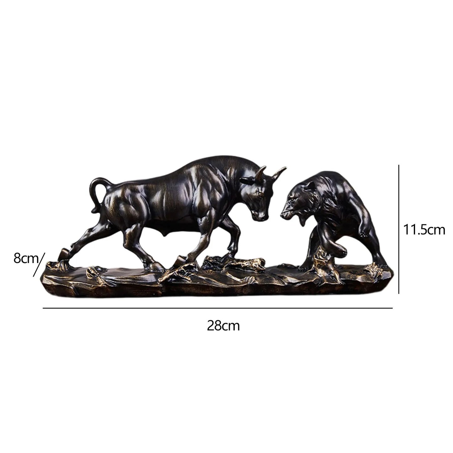 Bull & Bear Gold Resin Statue