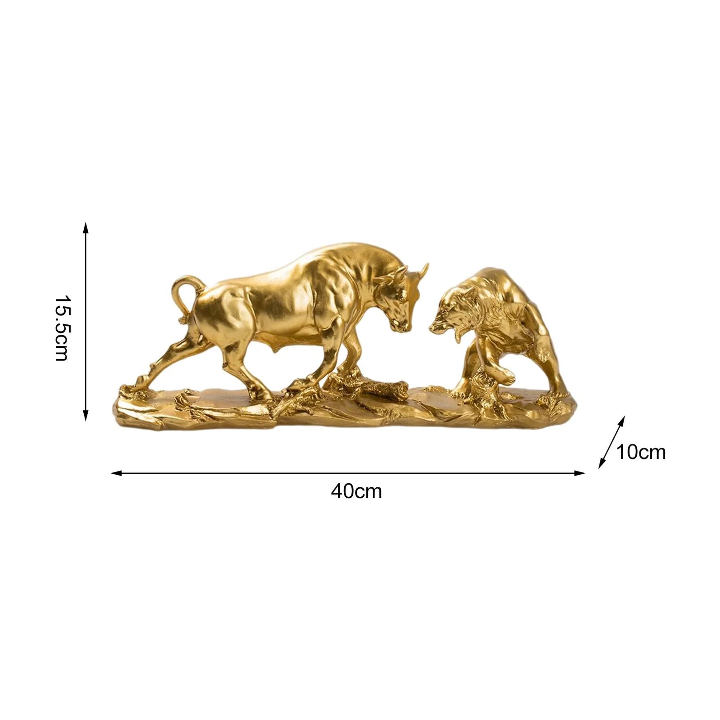 Bull & Bear Gold Resin Statue
