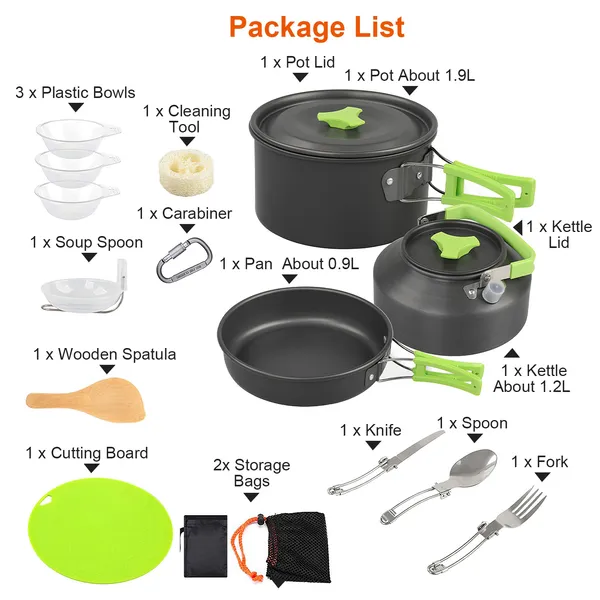 16-Piece Camping Cookware Set