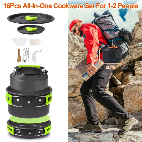 16-Piece Camping Cookware Set