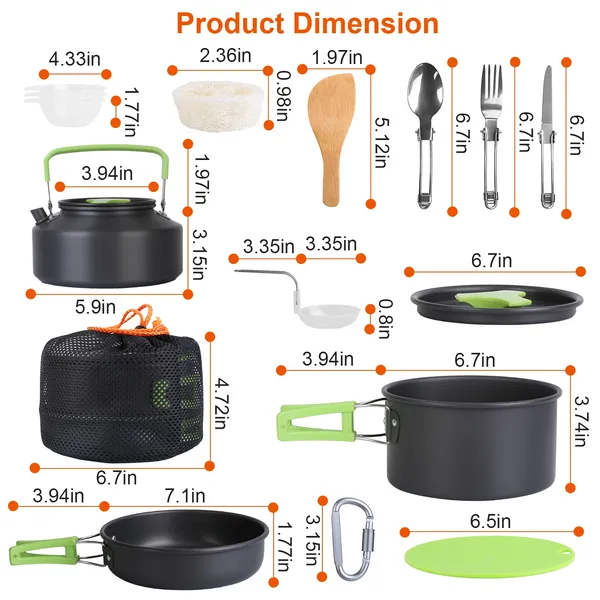 16-Piece Camping Cookware Set