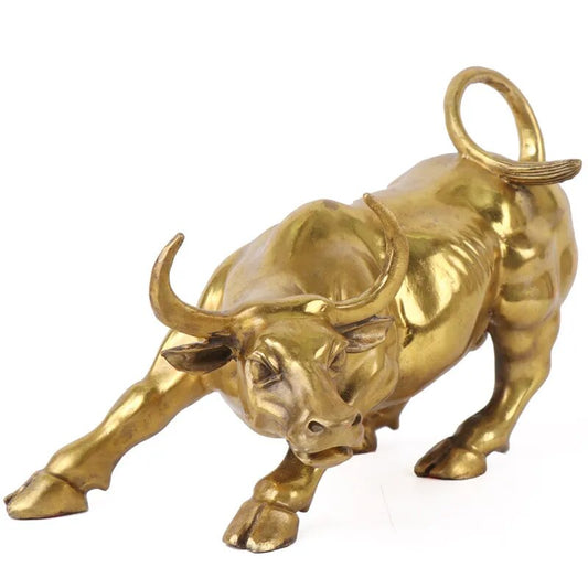 Gold Brass Stock Market Bull Statue