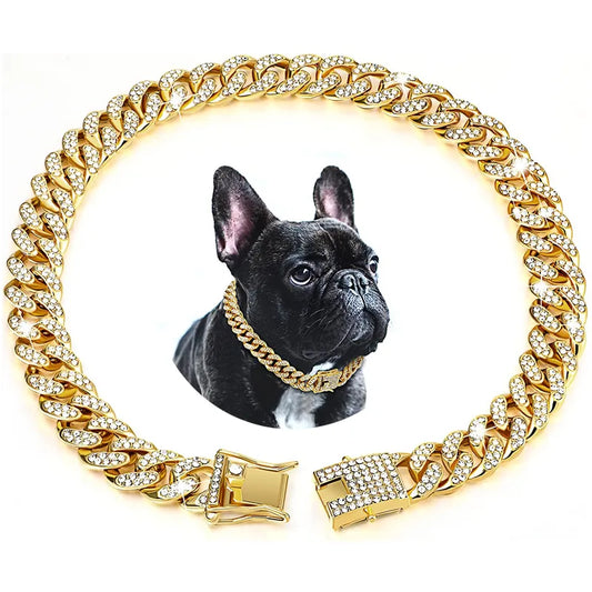 Luxury Diamond Dog and Cat Cuban Chain Collar
