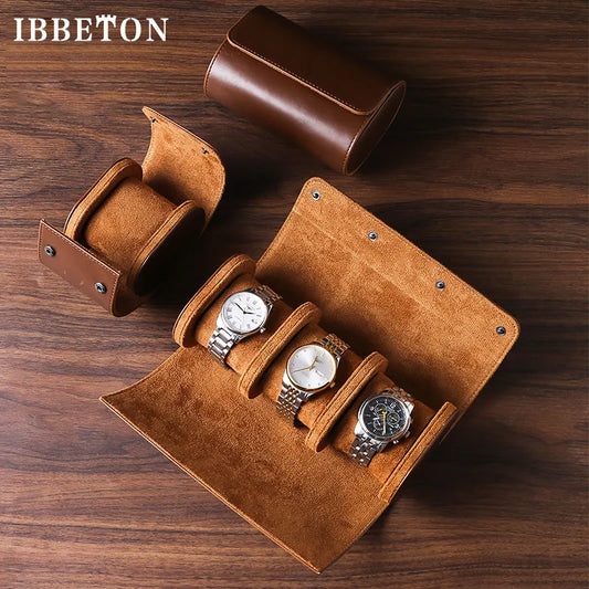 IBBETON Vintage Leather Watch Roll 