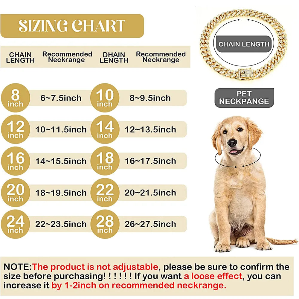 Luxury Diamond Dog and Cat Cuban Chain Collar
